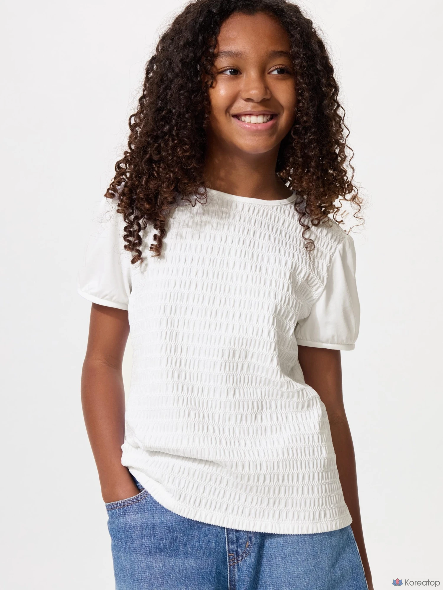 Футболка детская Uniqlo Puff Sleeve T-Shirt (Shirring)