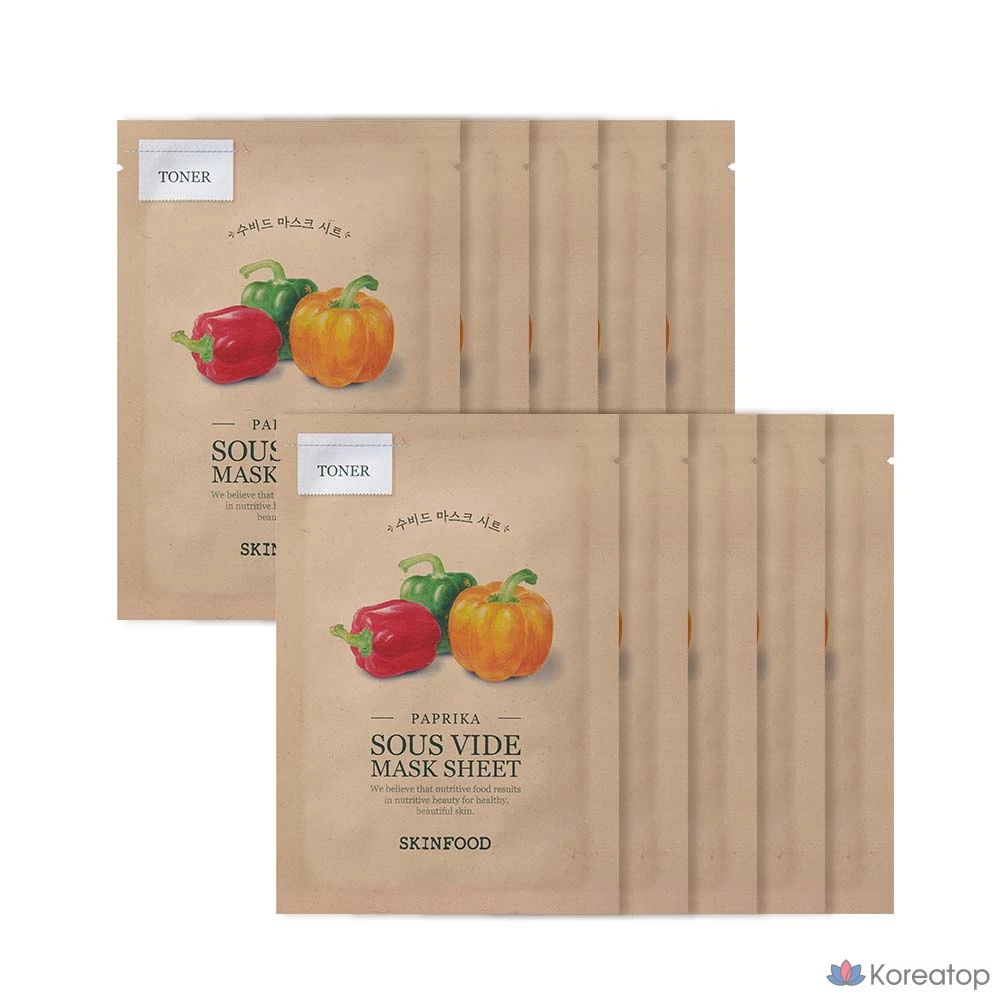 Маска для лица Skinfood Sous Vide с паприкой, 18 г, 10 штук, 1 упаковка