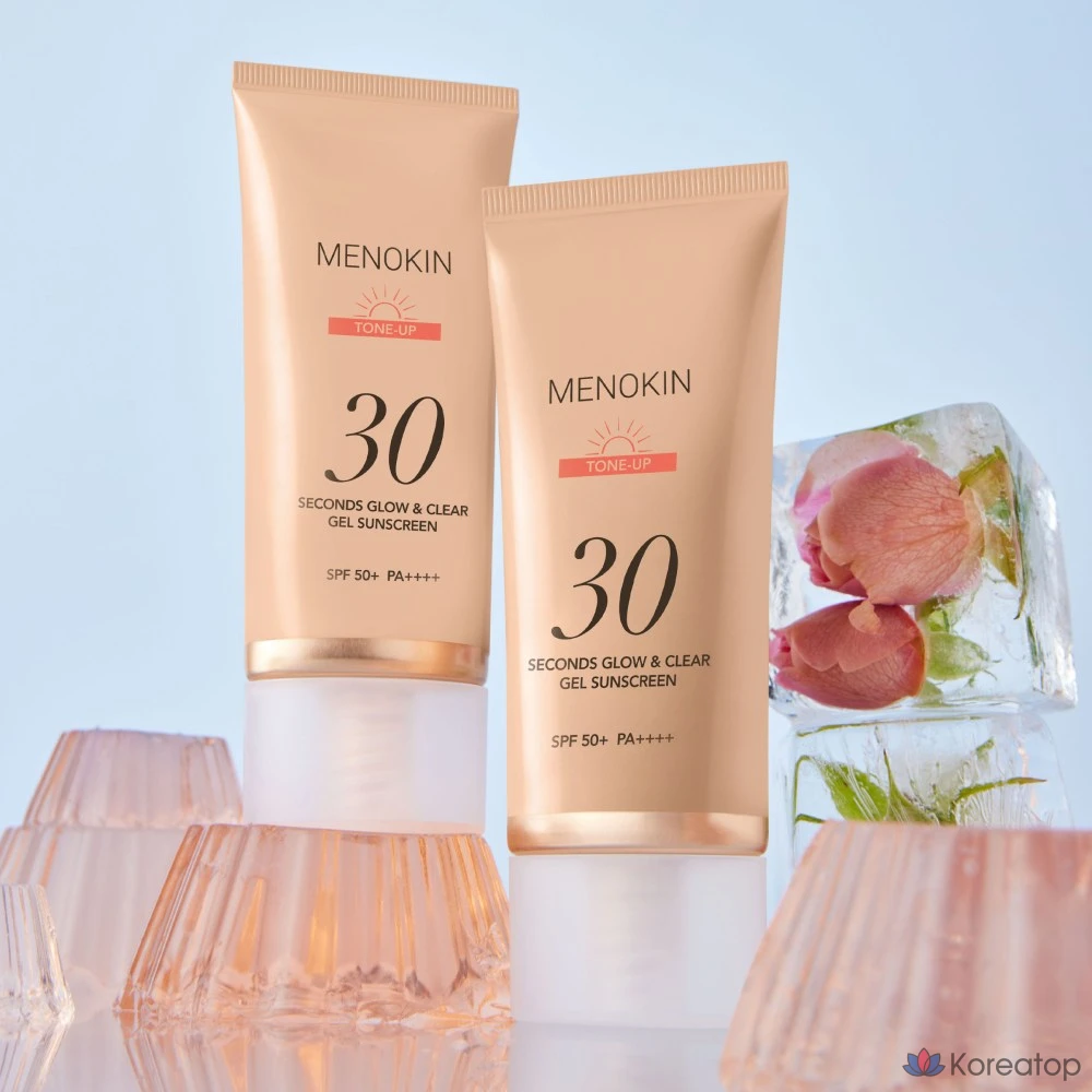 Menokine 30-Second Glow & Clear Gel Sunscreen Tone-Up SPF50+ PA++++, 1 шт., 50 мл