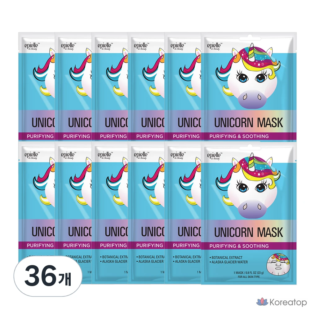 Набор масок с изображением единорога Epielle, 1 упаковка, 36 листов.