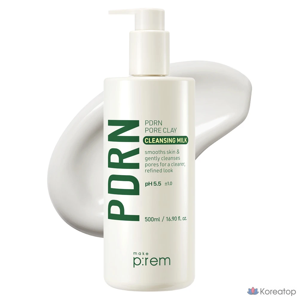 Очищающее молочко для пор MAKE P:REM PDRN с глиной, 500 мл, 500 г, 1 шт.