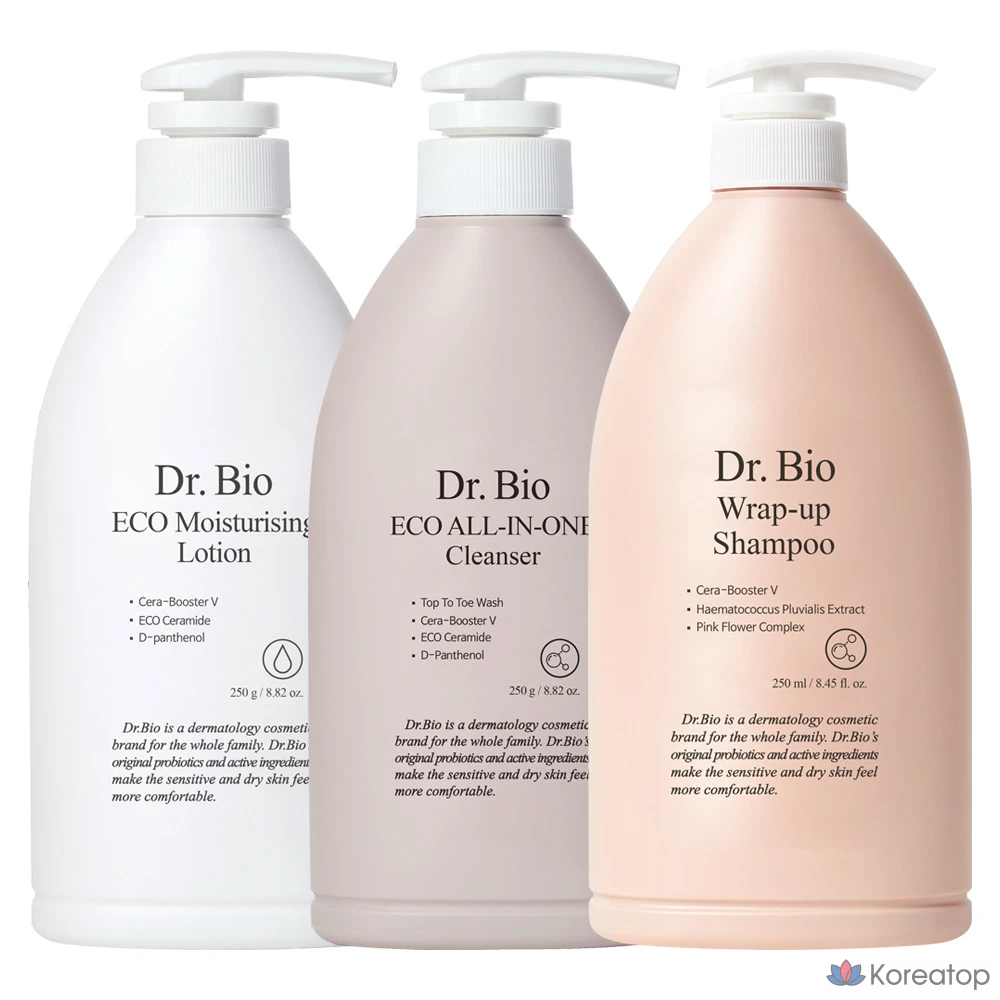 Набор Dr. Bio Eco для лица и тела: лосьон + средство для умывания + шампунь (3 предмета), 1 шт.