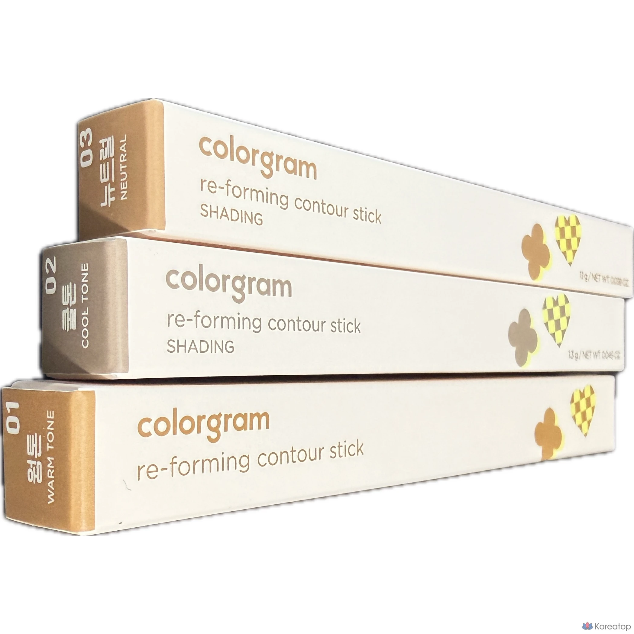 Colorgram 3D Creative Shading Stick, 3 цвета, 01 Теплый тон, 1 шт.