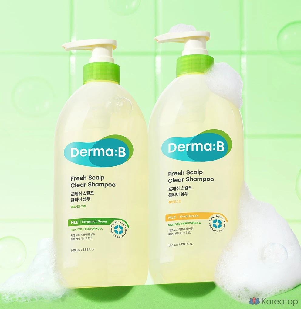 Шампунь DERMA:B Fresh Scalp Clear Shampoo Bergamot Green, 1 л, 1 шт.