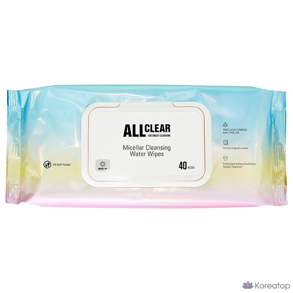 Мицеллярные очищающие салфетки The Face Shop All Clear, 40 листов, 1 упаковка.