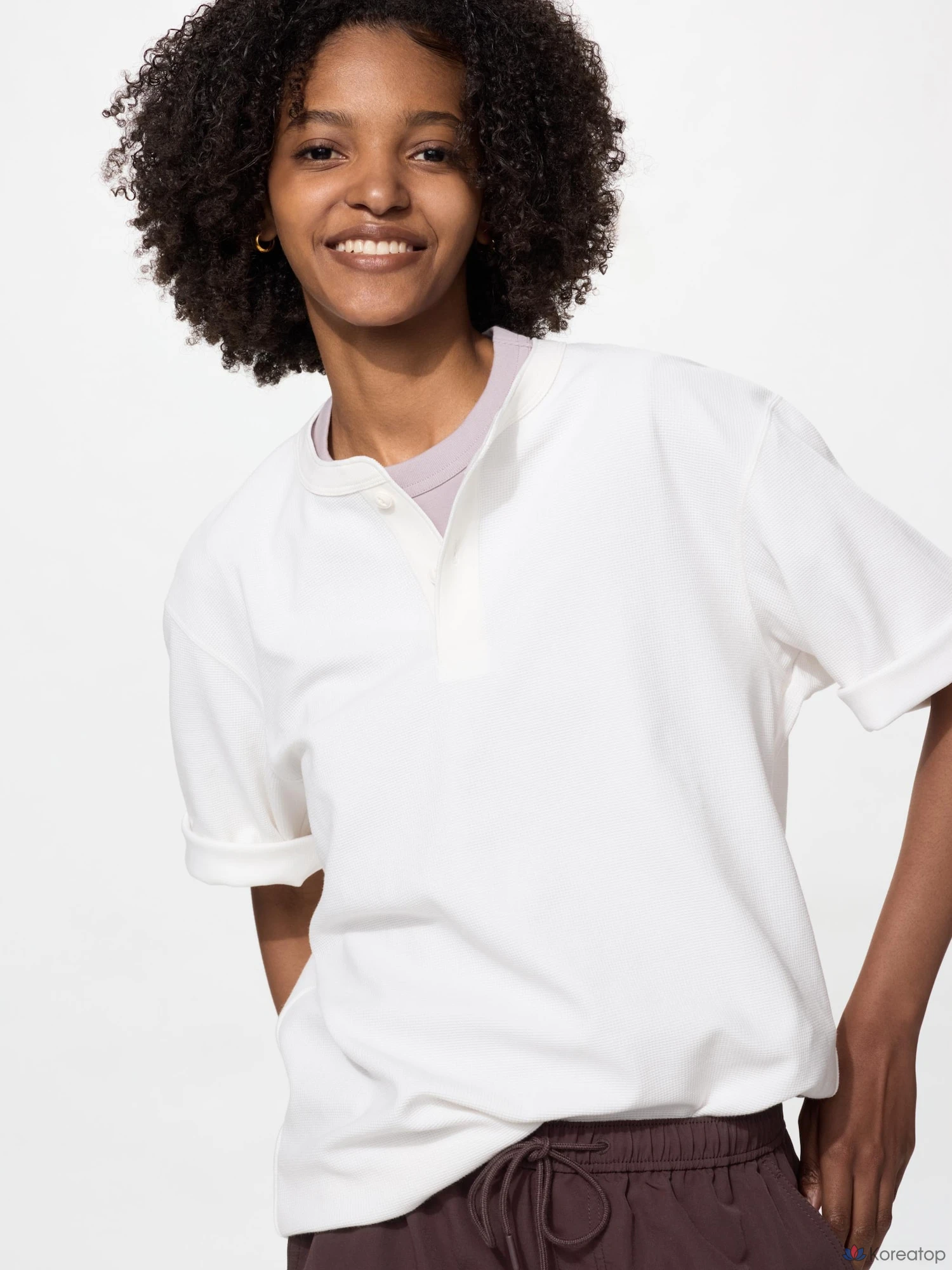 Футболка Uniqlo Dry Waffle Henley Neck T