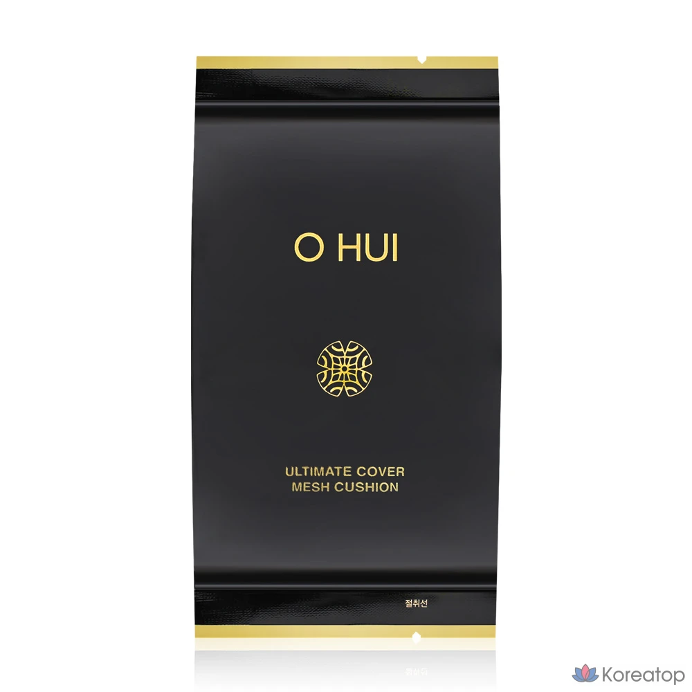 Тональный крем-кушон Ohui Ultimate Cover Mesh Cushion No. 01 Milk Beige Moisture Glow Cushion Foundation, основной продукт + сменный блок, фото 3