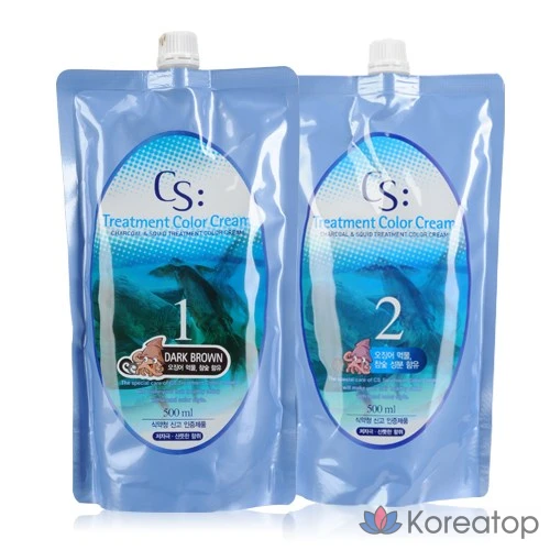 Крем-краска для волос Somang CS Treatment Squid Ink Color Cream, 1-й флакон 500 мл + 2-й флакон 500 мл, обложка Cooper Brown Satch Cover, 1 шт.