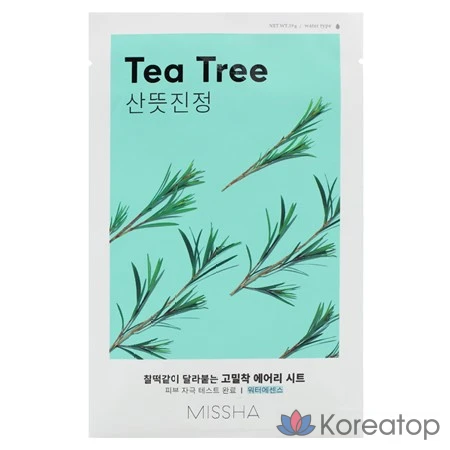 Маска для лица Missha Airy Close-Fit с маслом чайного дерева, 1 упаковка, 1 шт.