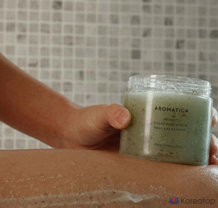 Ароматический сахарный скраб для тела Aromatica с базиликом и бергамотом, 300 г, 1 шт., фото 6