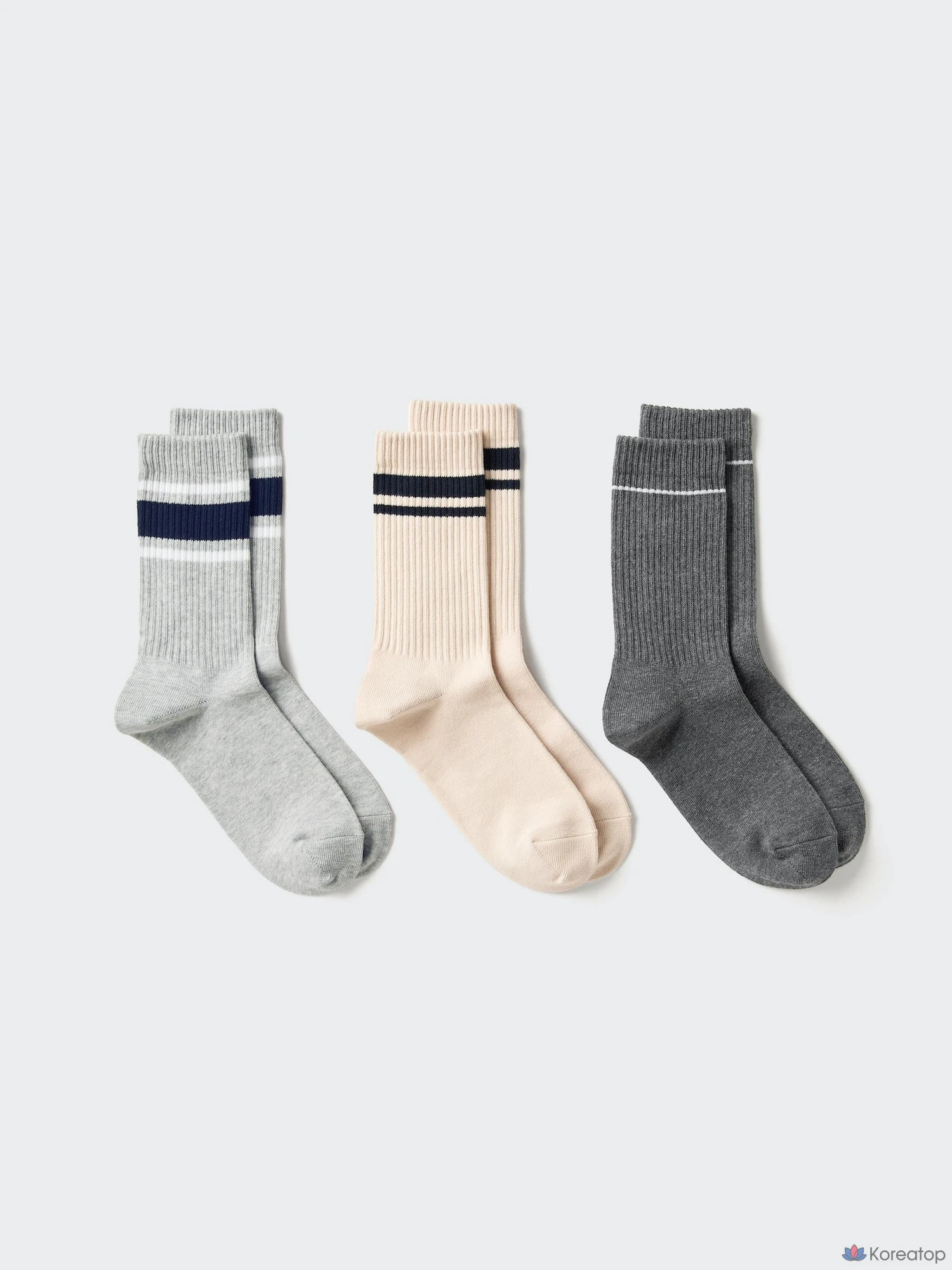 Носки Uniqlo Rib Line, черный, 3 пары