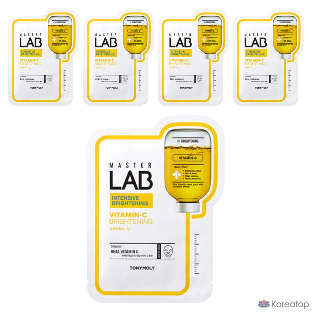Тканевые маски для лица Tony Moly Master Lab с витамином С, 5 штук, 1 упаковка