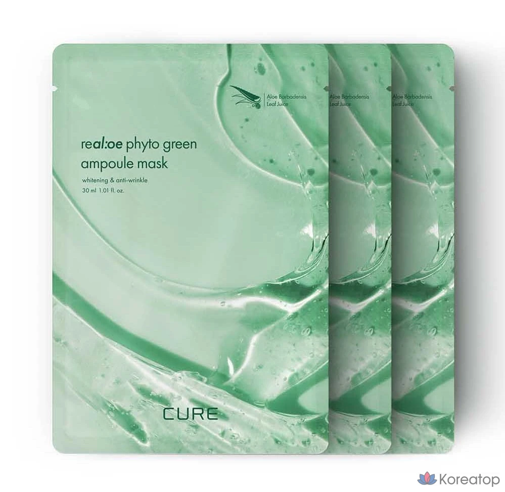 Ампульная маска с алоэ вера KIM JEONG MOON Aloe La Sense Loe Cure Realoe Phyto Green, 10 штук, 3 упаковки, фото 8
