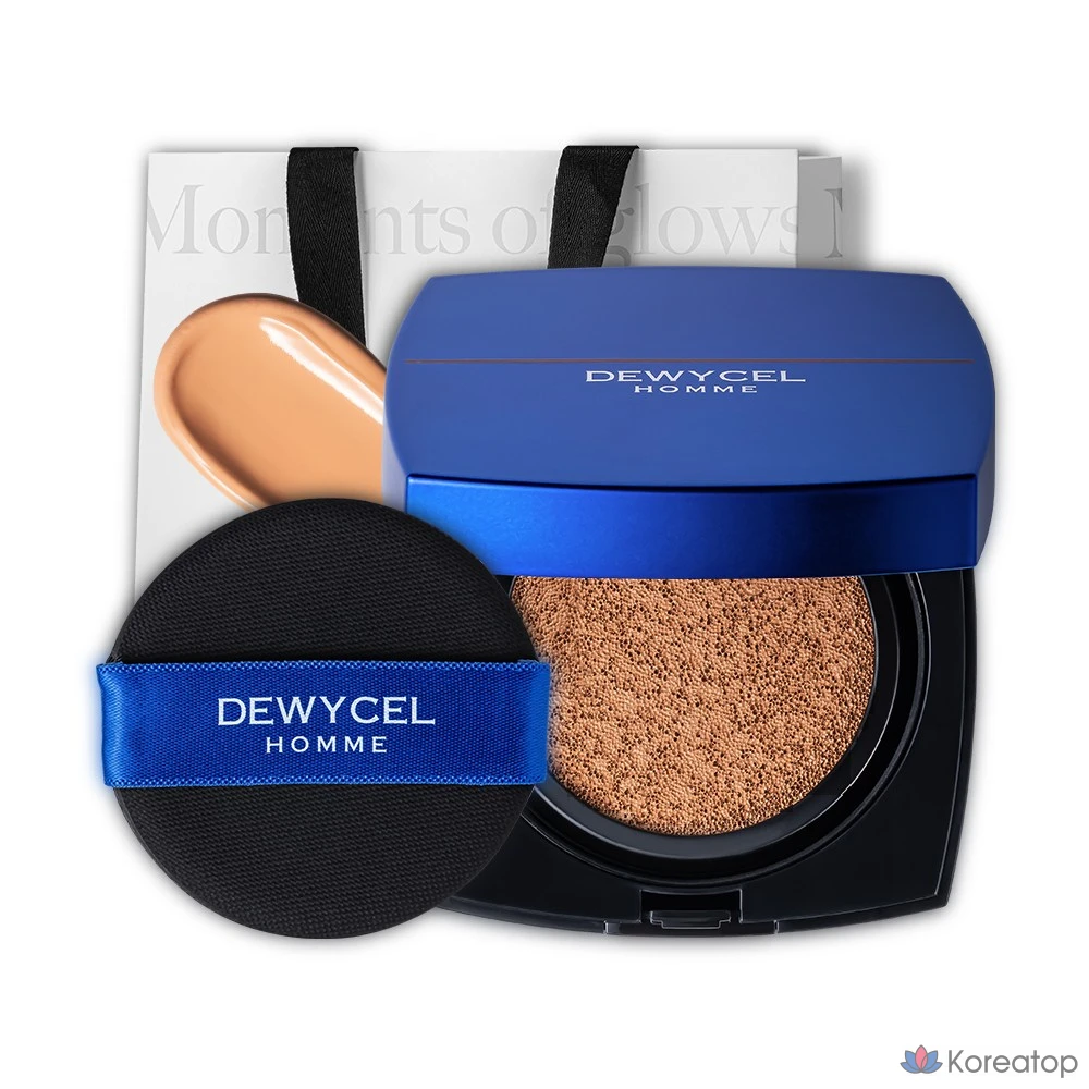 Тональный крем DEWYCEL Homme UV True Cover Cushion Pore Cover SPF50 PA+++, 1 шт., № 2, оттенок True Beige