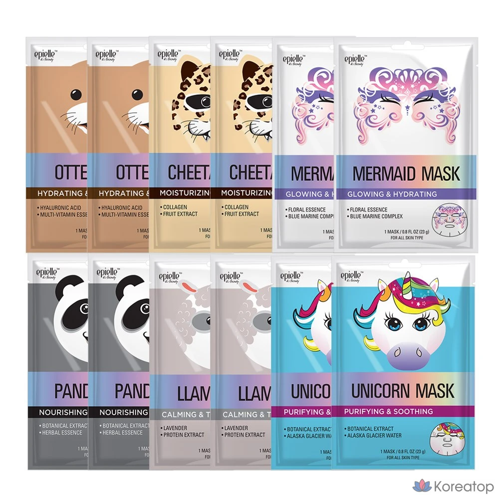 Набор масок с персонажами Epielle, 12 штук, 1 упаковка, 12 штук.