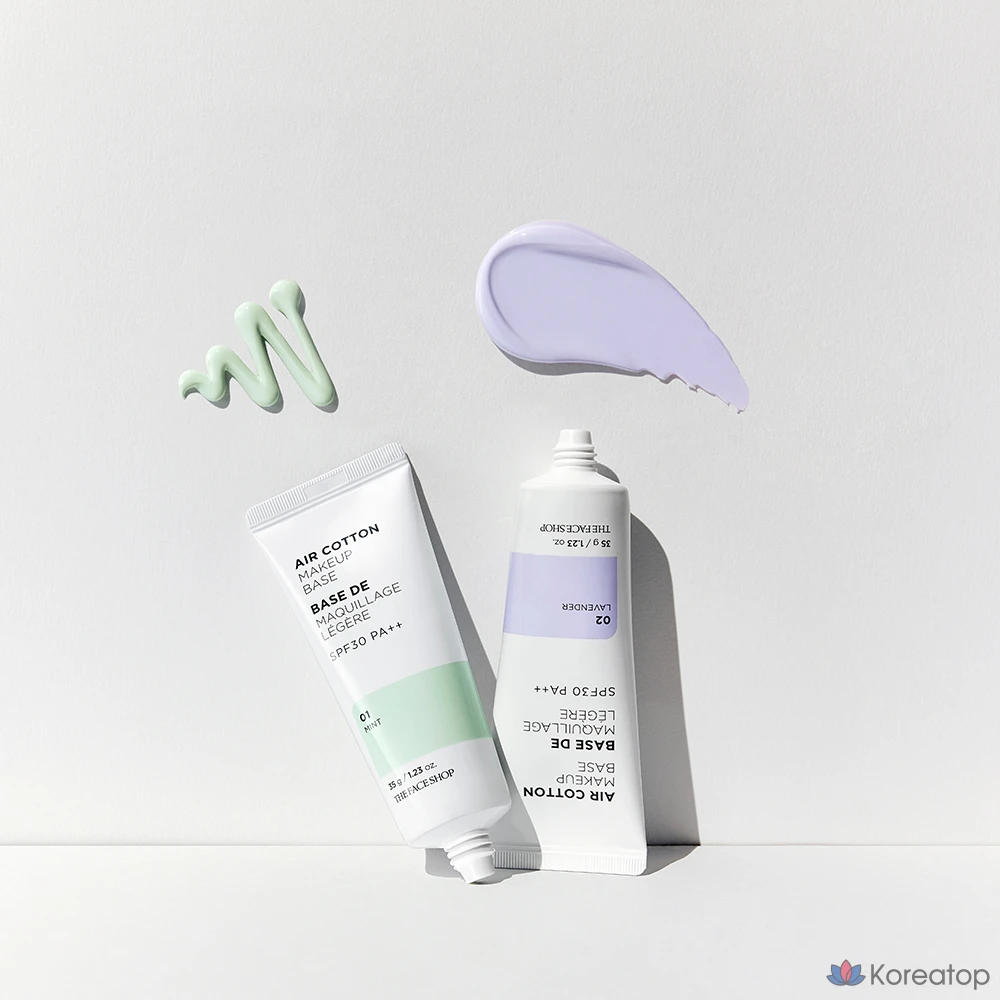 База под макияж The Face Shop Air Cotton Makeup Base, оттенок Mint, 35 г, 1 шт.