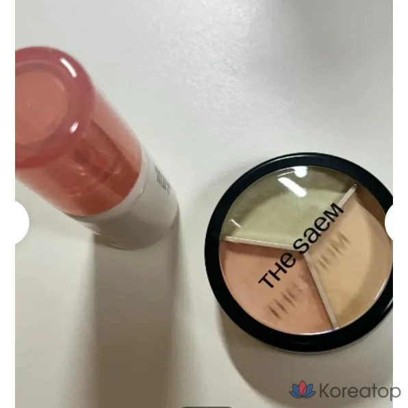 Консилер The Saem Cover Perfection Triple Pot, 1 шт., оттенок 07, розовый/бежевый.