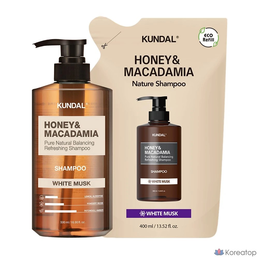 Kundal Honey & Macadamia Nature Шампунь с белым мускусом, 900 мл, 1 шт.