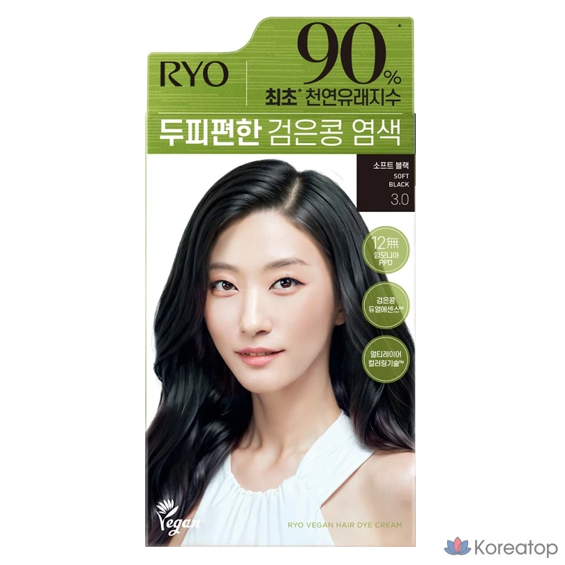 Краска для волос Ryo Scalp-friendly Black Bean Dye, 120 г, оттенок 3.0 Soft Black, 1 шт.