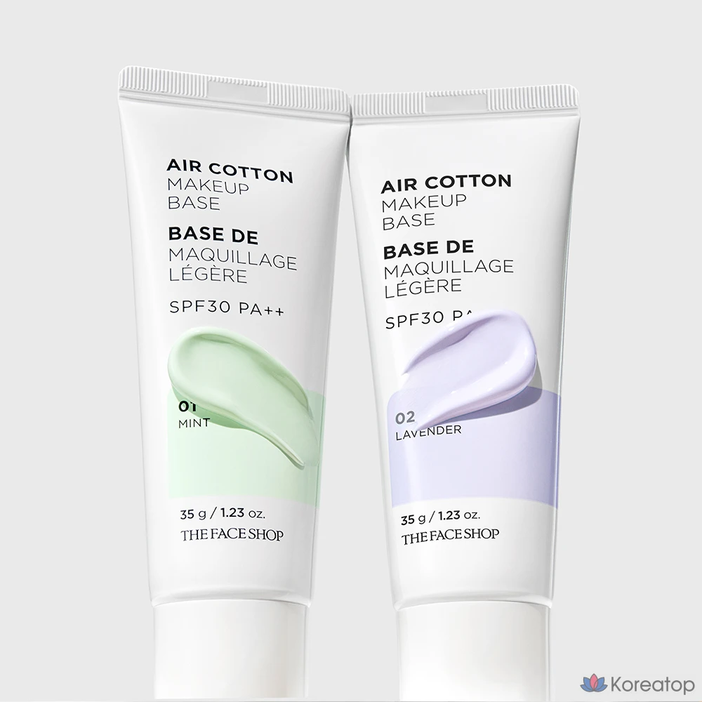 База под макияж The Face Shop Air Cotton Makeup Base, оттенок Mint, 35 г, 1 шт.