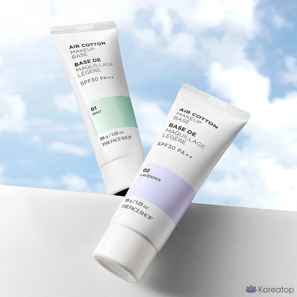 База под макияж The Face Shop Air Cotton Makeup Base, оттенок Mint, 35 г, 1 шт.