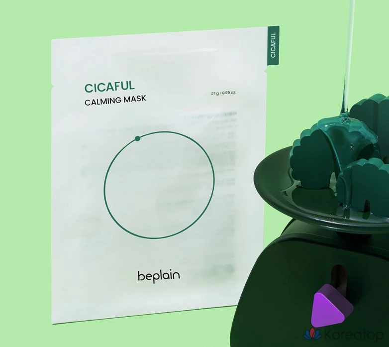 Успокаивающая маска Beplain Cicaful, 27 г, 10 штук, 2 упаковки, фото 2
