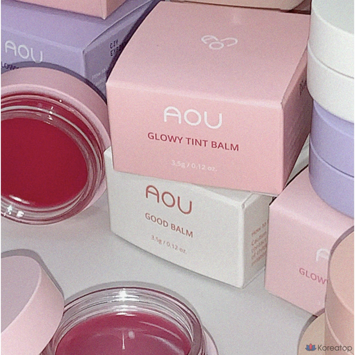 AOU Glow Tint Balm Glass Bead Lips Melting Texture Raspberry Persimmon Extract Lip Tint, Peppermint Balm, 3.5g, 1 шт.