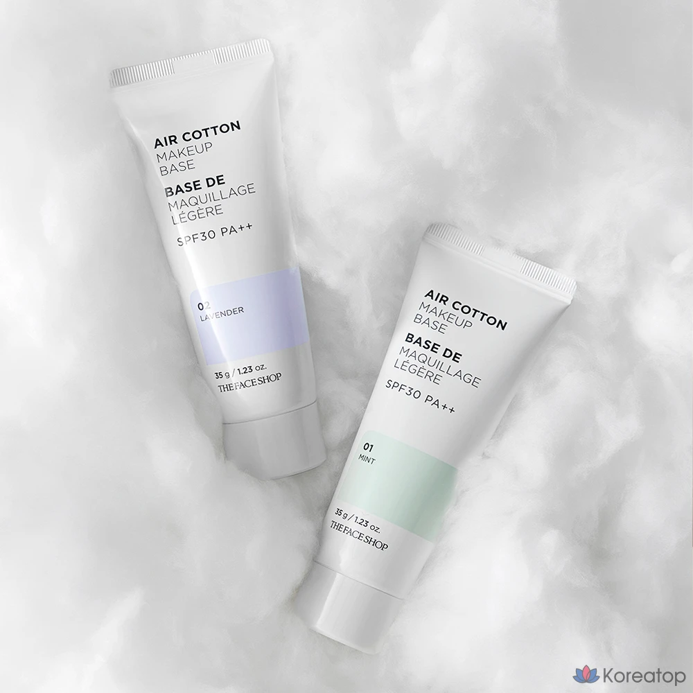 База под макияж The Face Shop Air Cotton Makeup Base, оттенок Mint, 35 г, 1 шт.