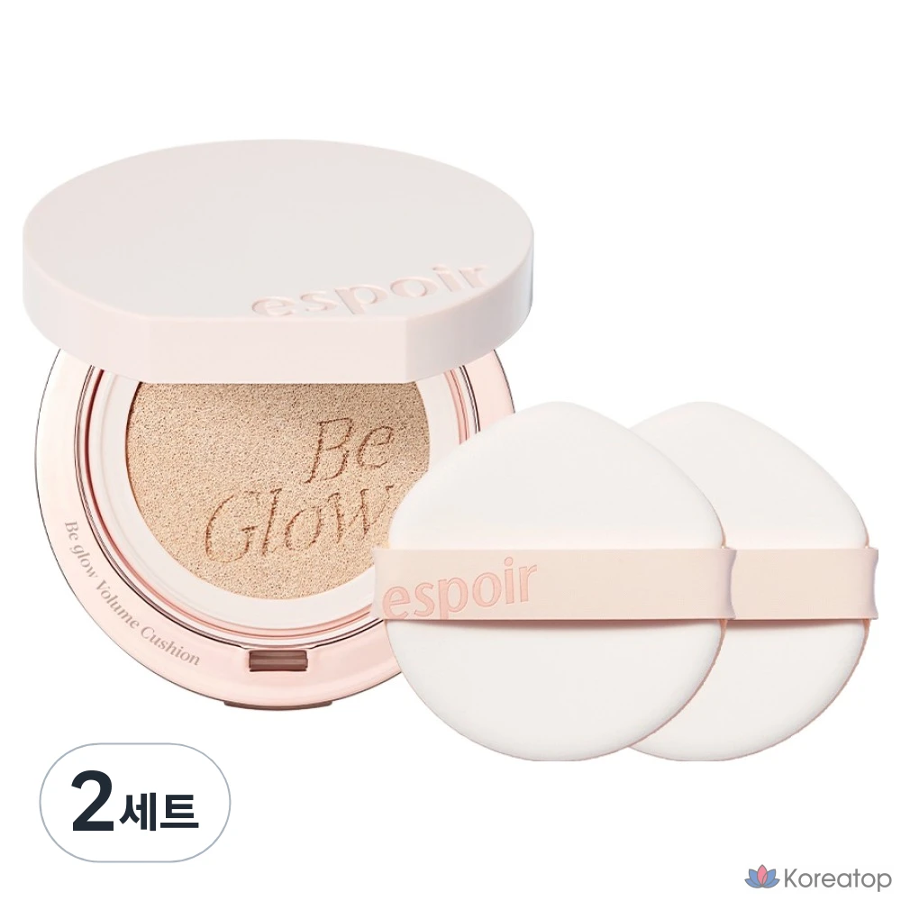 Набор из 2 палеток тонального крема Espoir Biglow Volume Cushion Foundation 13 г + спонж 13 г (фарфоровый цвет), 2 комплекта.