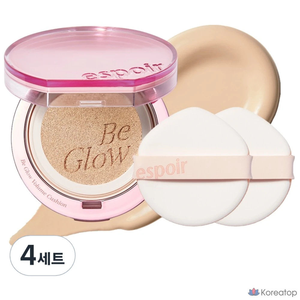 Набор из 4 тюбиков тональной основы Espoir Biglow Volume Cushion Foundation 13 г + спонж Puff 2p Set, № 21, цвет слоновой кости.