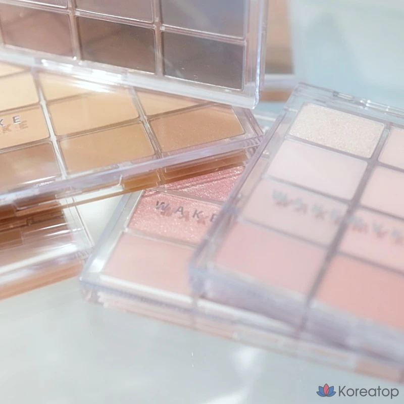Палетка теней для век WAKEMAKE Soft Blurring Eye Palette AD, 16 цветов, 14 г, розовый, коралловый, бежевый, светлый, перламутровый оттенок, тени, румяна, тональная основа, запеченные, влажного типа, Color Craftsman, № 9, высокий розовый оттенок, 1 шт., фото 3