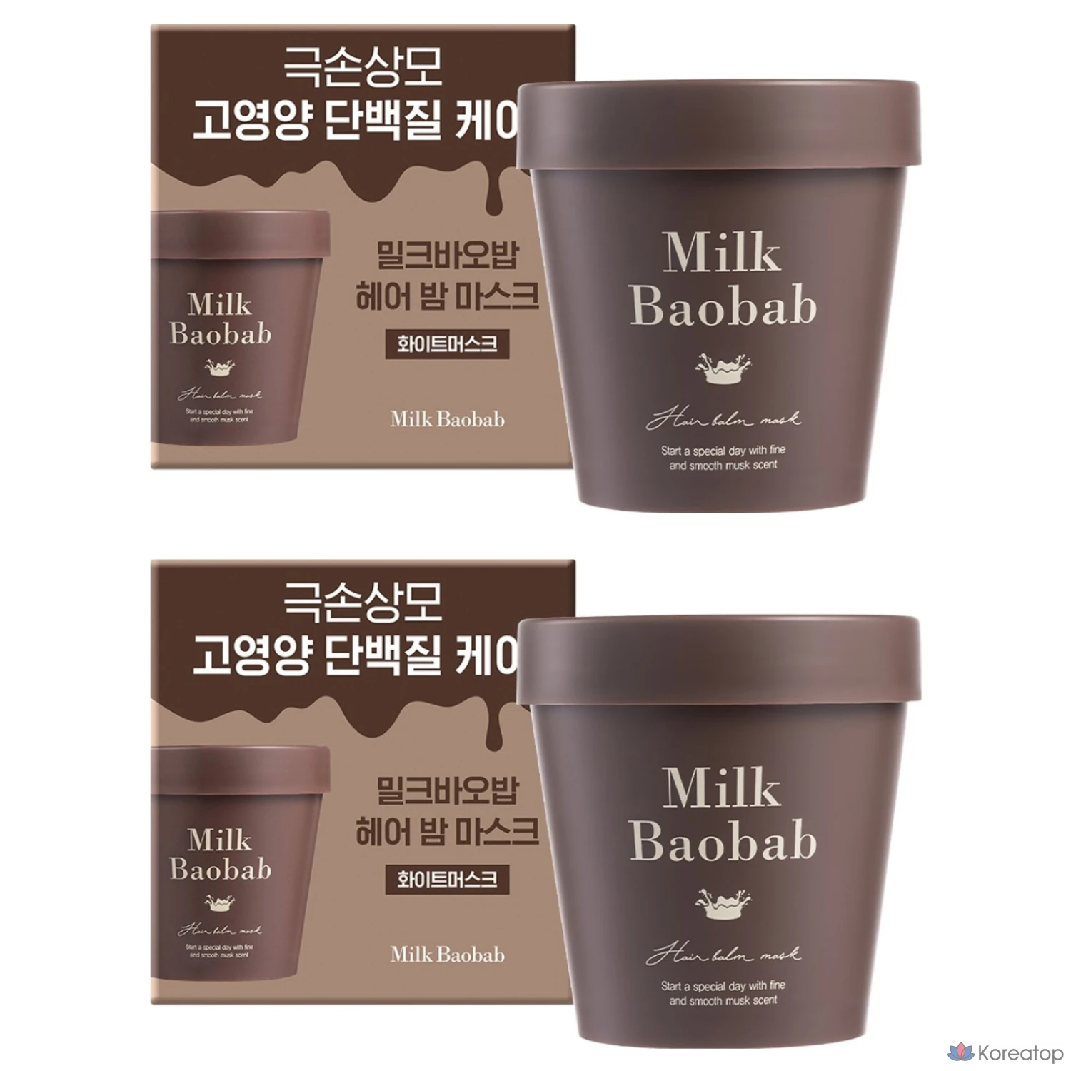 Набор из 2 бальзамов-масок для волос с экстрактом баобаба и молоком, 200 мл.