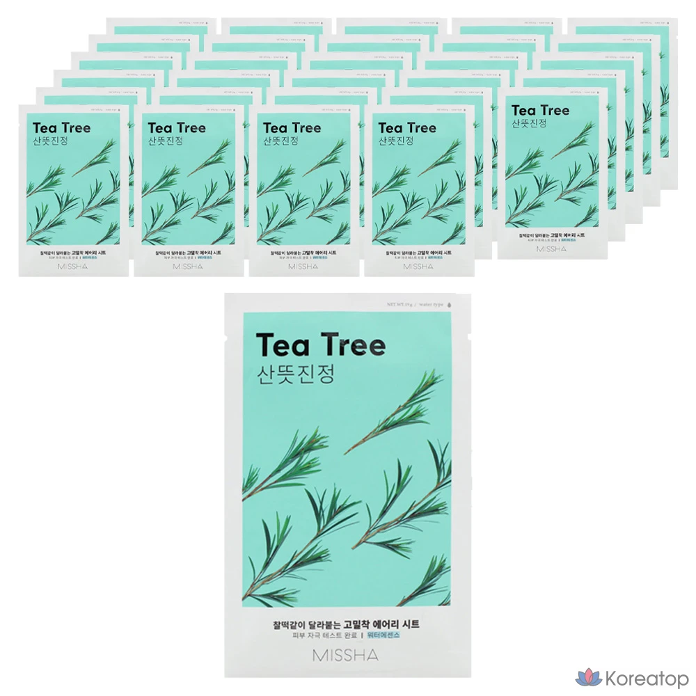 Маска-салфетка Missha Airy с маслом чайного дерева, 1 упаковка, 60 штук.