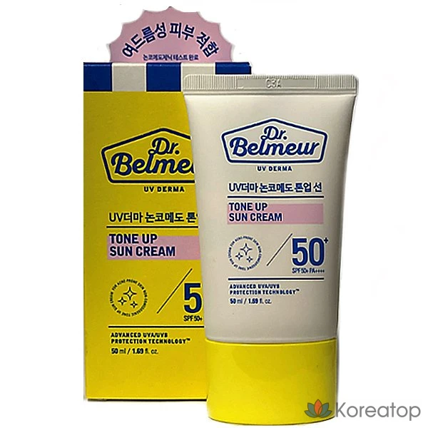 Солнцезащитный крем The Face Shop Dr. Belmer UV Derma Non-Comedogenic Tone-Up Sunscreen, 50 мл, 1 шт.