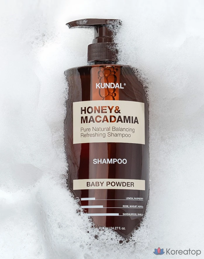 Шампунь Kundal Honey & Macadamia Nature с ароматом детской присыпки, 500 мл, 1 шт., фото 5