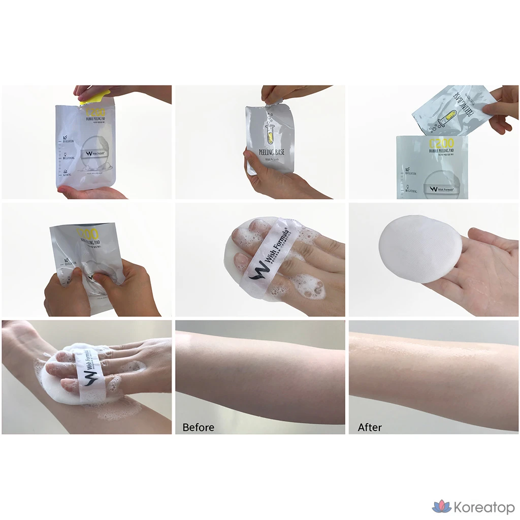 Отшелушивающая подушечка Wish Formula C200 Bubble Peeling Pad, 1 лист (15 мл/1 лист) / Ферментированный пилинг и уход с витамином С одновременно. Запатентованная витаминная пилинг-подушечка, 1 шт.