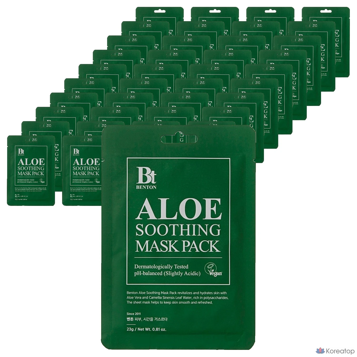 Набор успокаивающих масок с алоэ вера Benton, 40 штук.