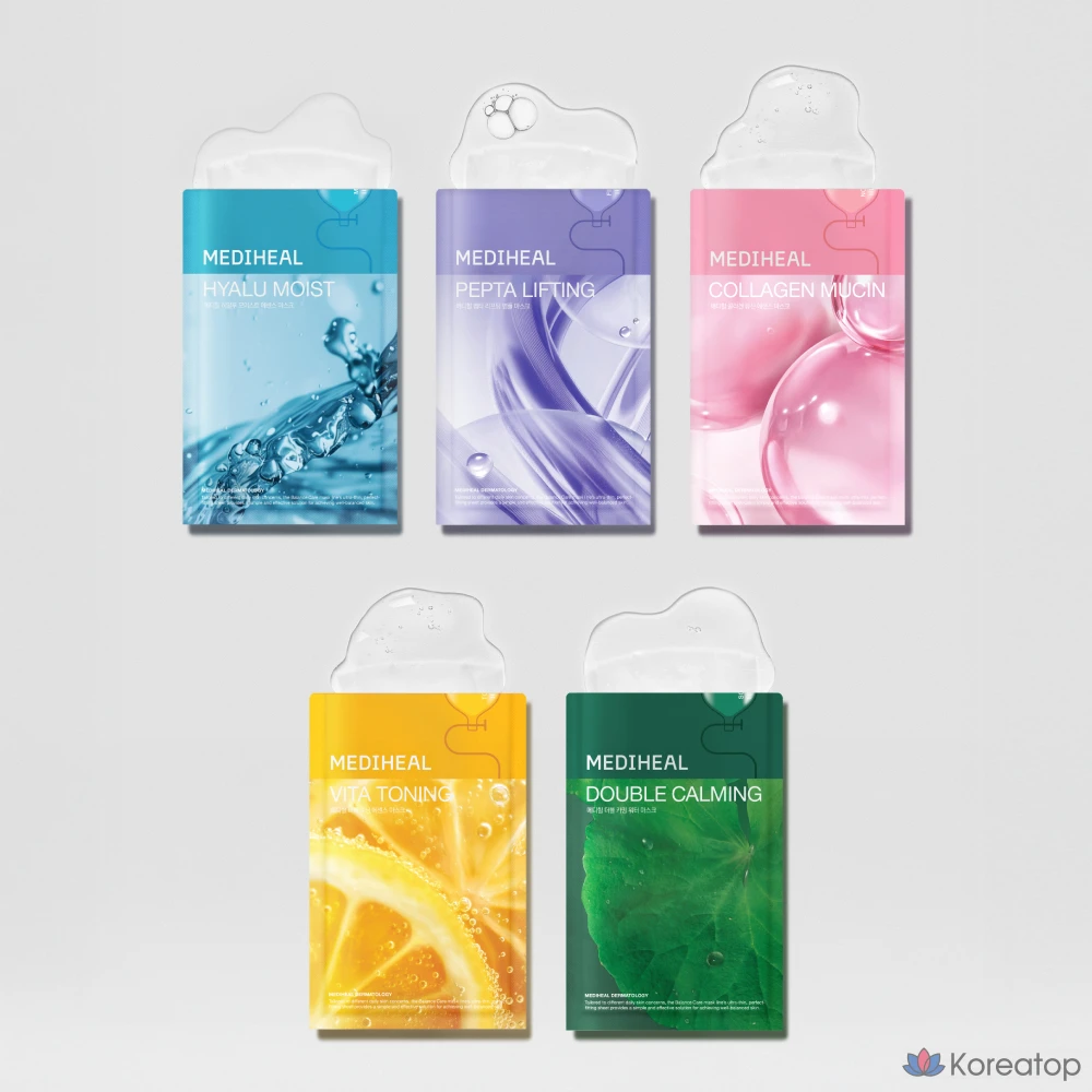 Набор масок-эссенций Mediheal Collagen Mucin Essence Mask Pack 20 мл, 1 упаковка, 75 штук., фото 4