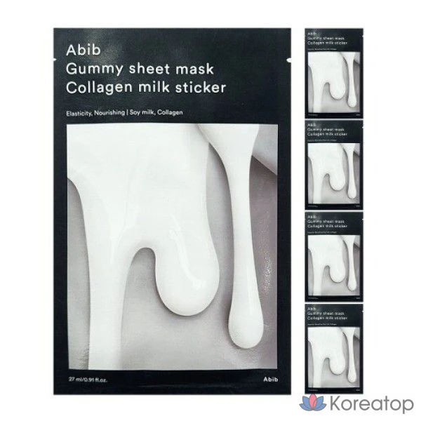 Тканевая маска для лица Abib Gum с коллагеновым молоком, 27 мл, 5 листов.