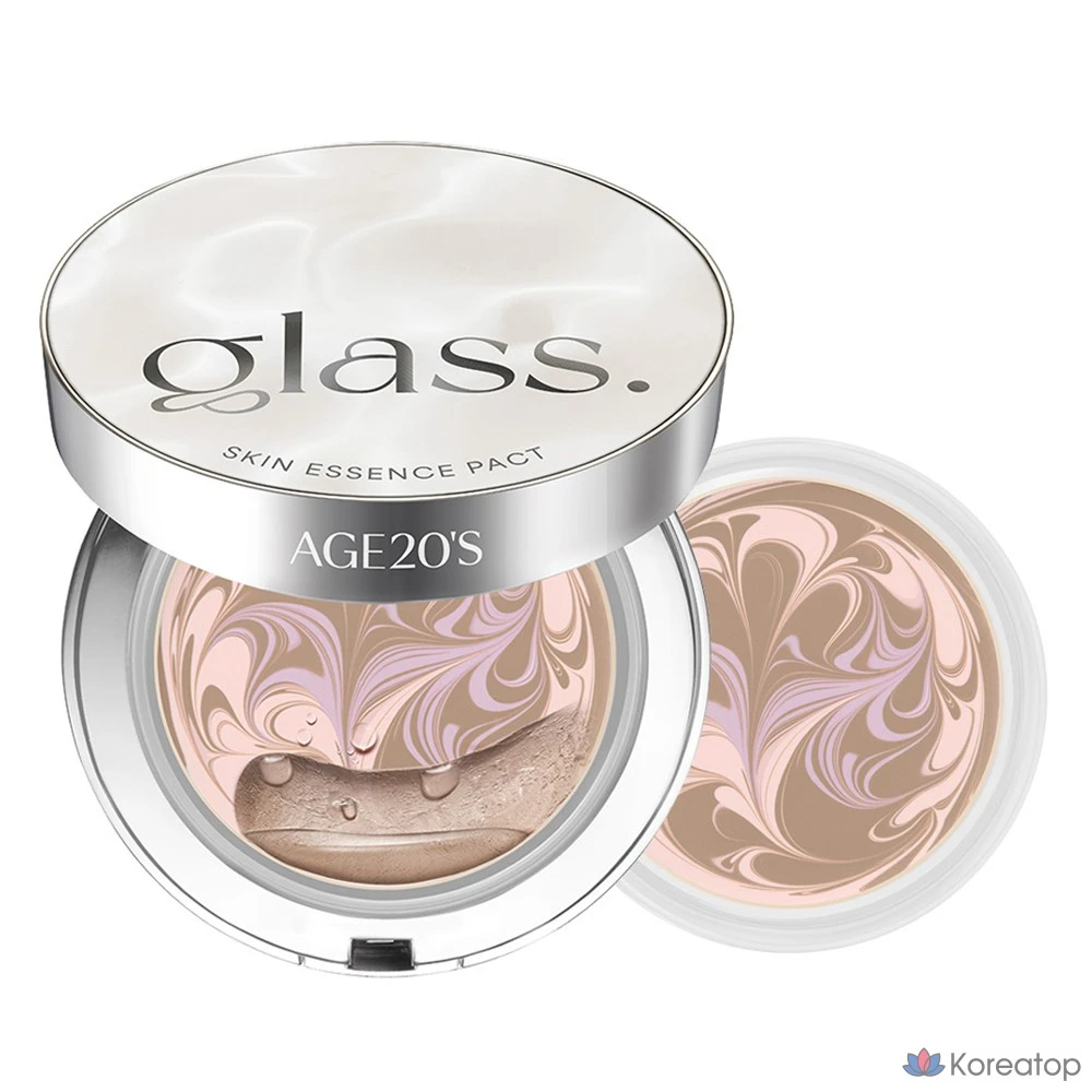 Тональный крем Age 20's Glass Skin Essence Pact Glow Foundation № 23, 12,5 г, набор сменных блоков, нейтральный бежевый, 1 шт.