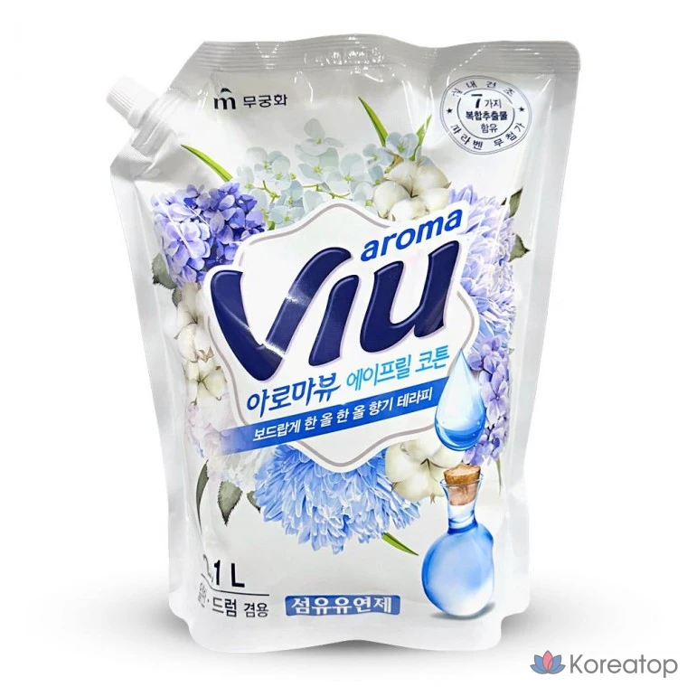 Кондиционер для белья Mukunghwa Aroma View, хлопковый сменный блок, 2,1 л, 1 шт.