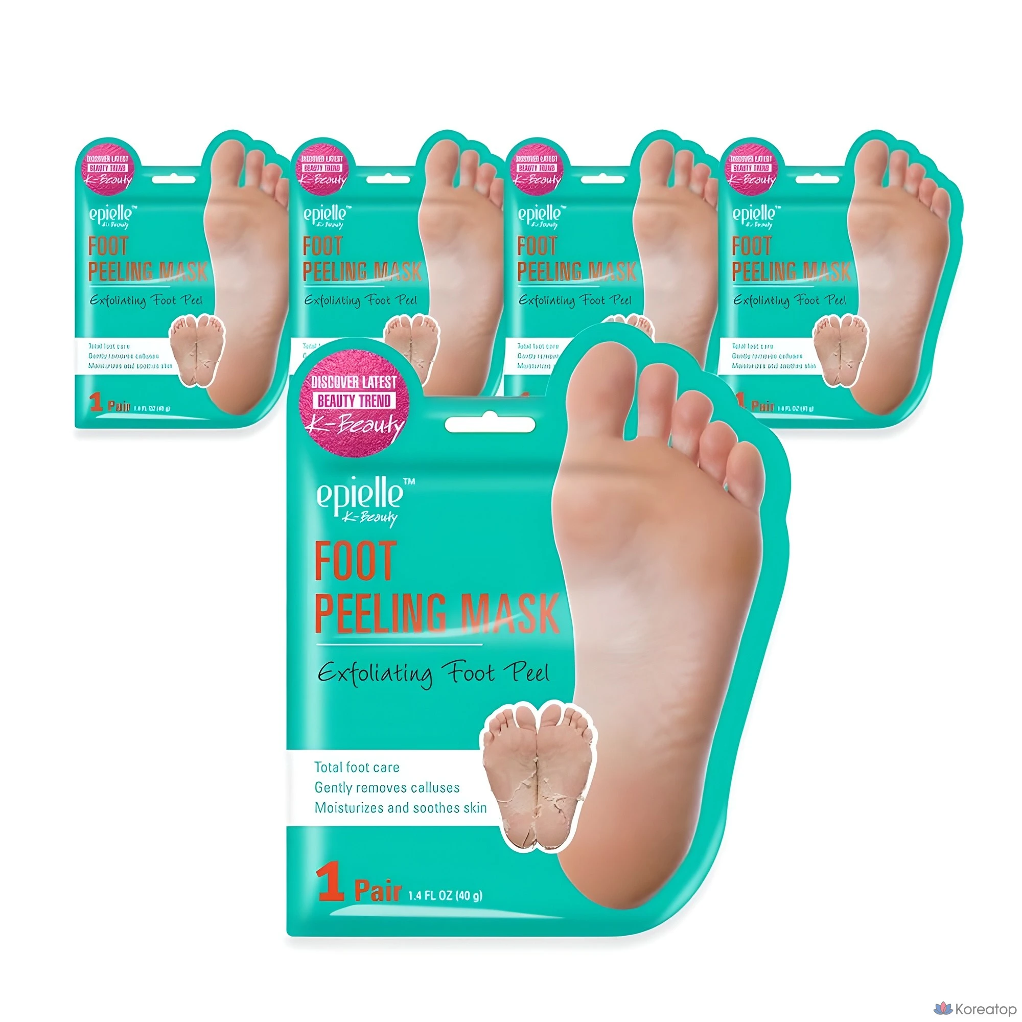 Набор из 2 отшелушивающих масок для ног Epielle, 5 штук, 40 г.