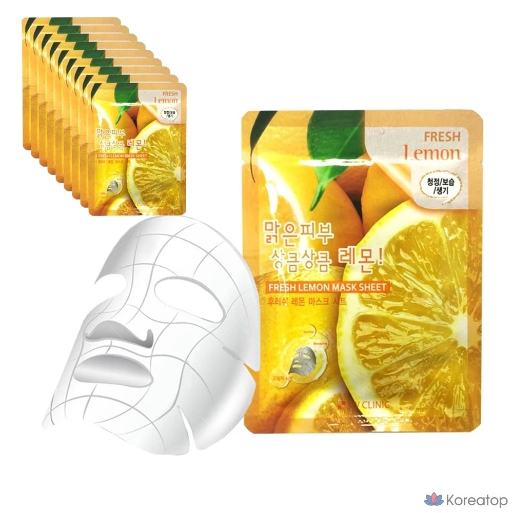 Тканевая маска для лица 3W Clinic Fresh Lemon Mask Sheet, 10 шт.