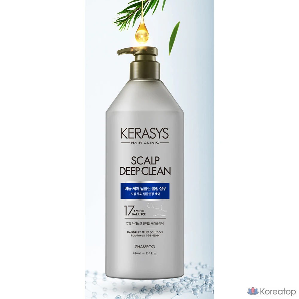 Шампунь KeraSys для глубокого очищения кожи головы с охлаждающим протеином и уходом за ней от перхоти, 980 мл, 1 шт.