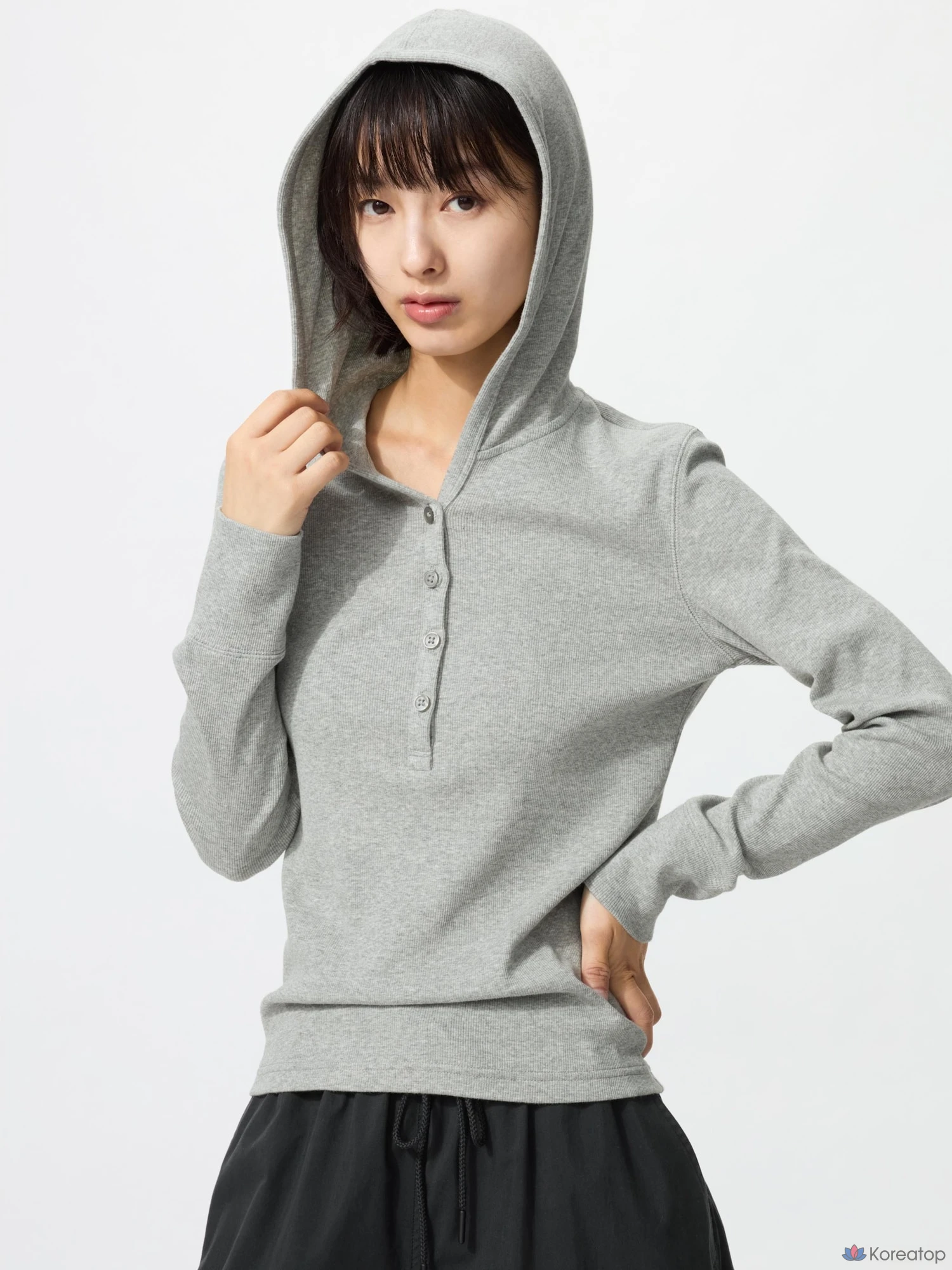 Лонгслив Uniqlo Hooded Rib T
