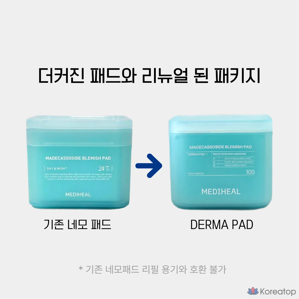 Тонизирующие подушечки Mediheal Madecassoside Trace Toner Derma Pad второго поколения + 10 подушечек PDRN, 1 упаковка, 100 листов