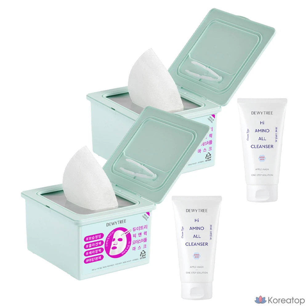 Увлажняющая маска Dewtree Special Pick & Quick Moistureful Mask + пенка с высоким содержанием аминокислот, 50 мл, 2 шт.