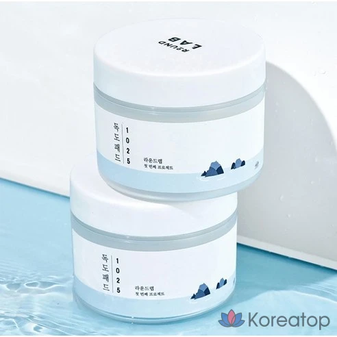 Мягкие отшелушивающие пэды с морской водой Round Lab, 120 г