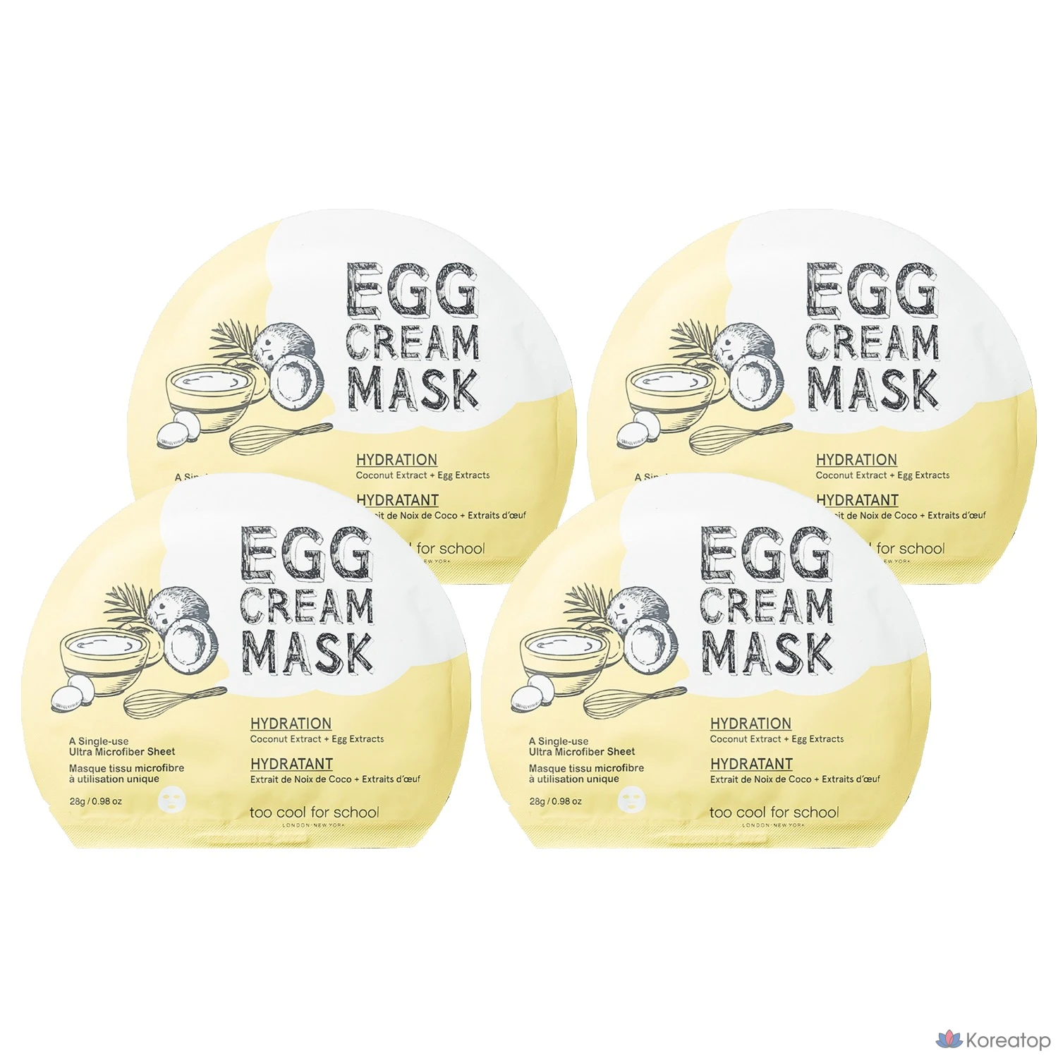 Увлажняющая маска-крем Too cool for school с яичным желтком, 4 шт.