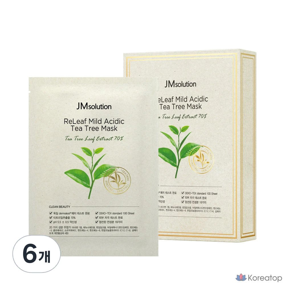 JM Solution Relief Мягкокислотная маска для лица с маслом чайного дерева, 30 мл, упаковка из 10 штук, упаковка из 6 штук